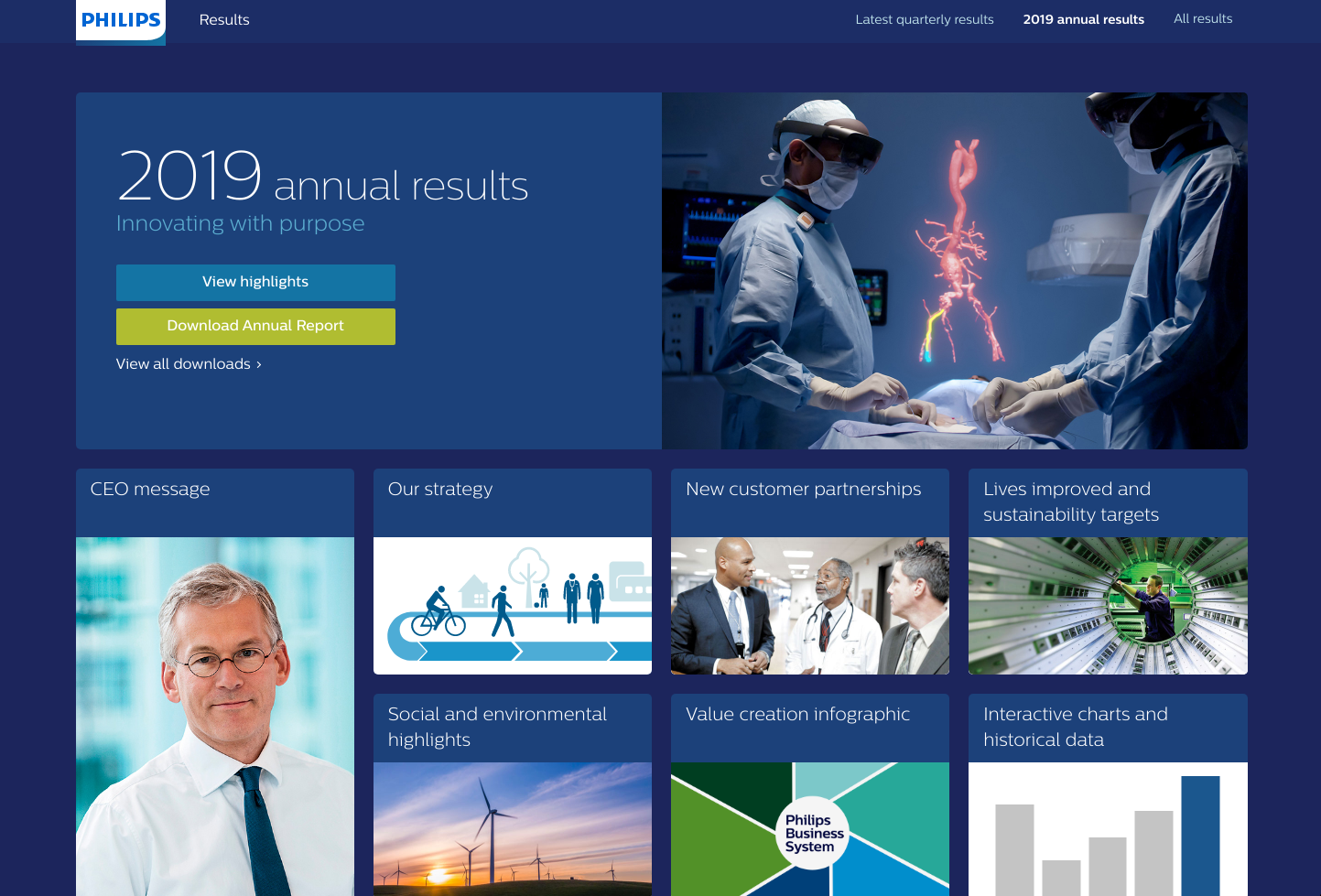 Philips resultshub website